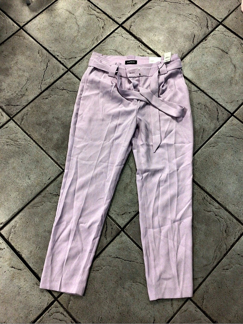 Express High Waisted Sash Tie Ankle Pant Pants Purple